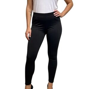 Utopia HUE Stretch Denim Leggings Wide Waistband Pockets Lg NWT